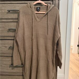 Derek Heart Women’s V-Neck Hooded Sweater Dress - Tan
